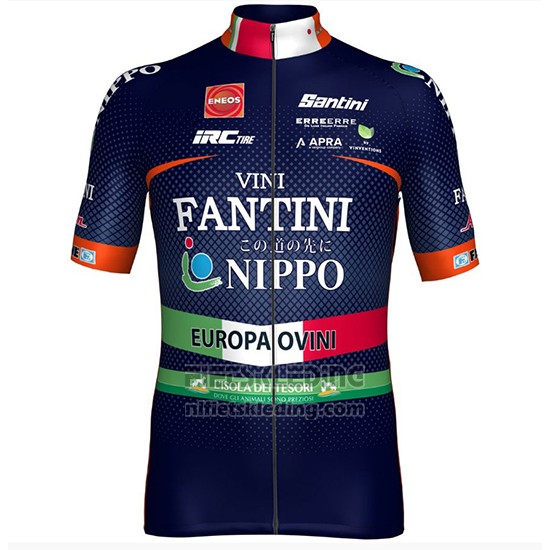2018 Fietskleding Nippo Vini Fantini Europa Ovini Donker Blauw Korte Mouwen en Koersbroek